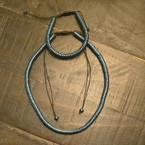 Elegant Blue Braided Jewelry Set